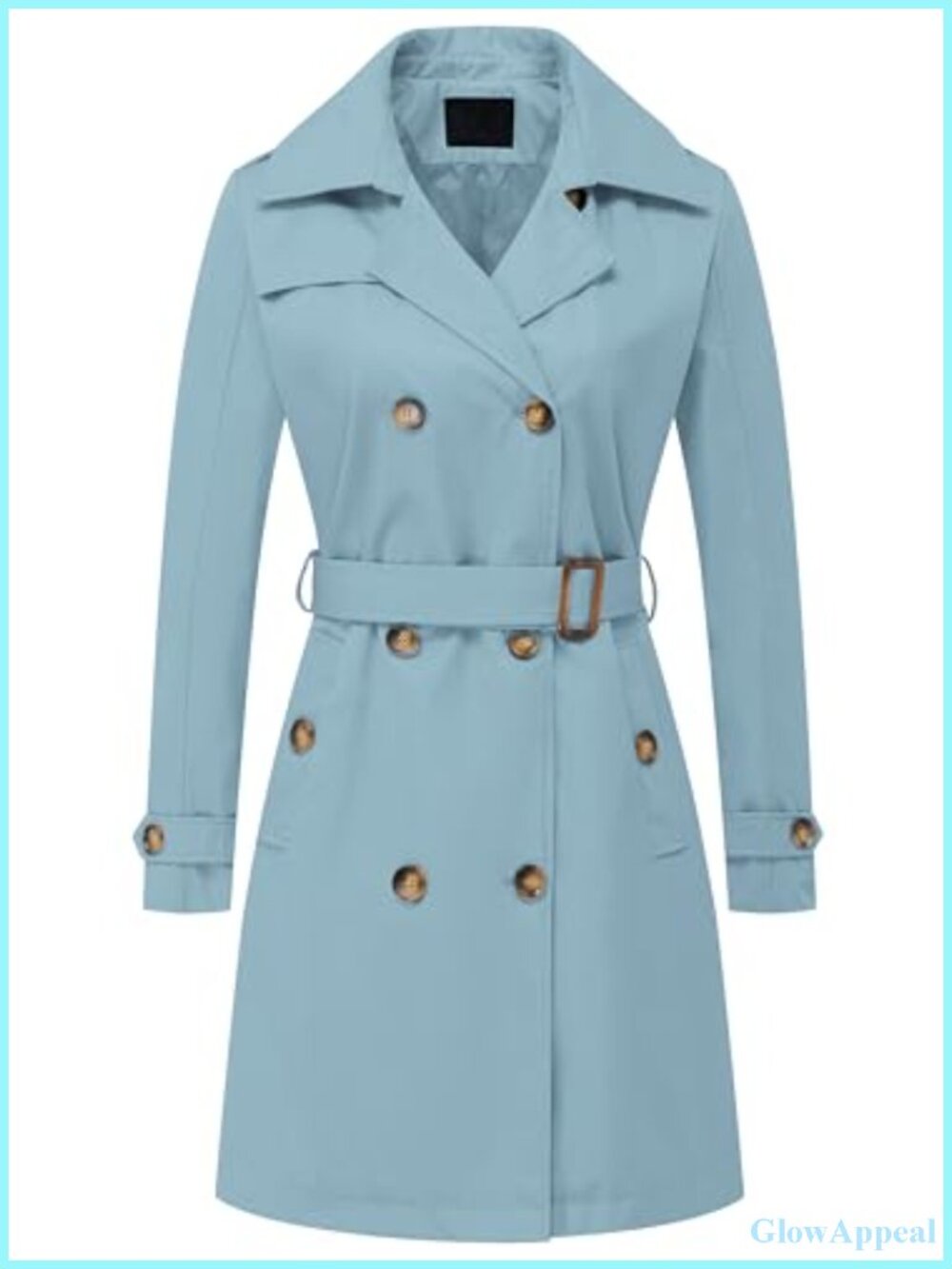 Double Breasted Long Trench Coat Women Water Repellent Windproof Belted